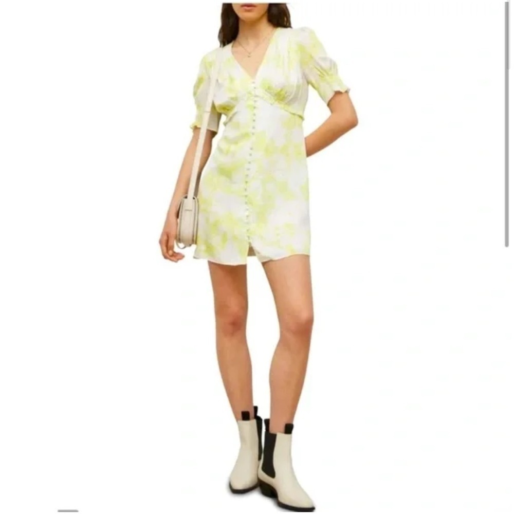All Saints Demi Marais Dress Citrus Yellow Cocktail Dress 8